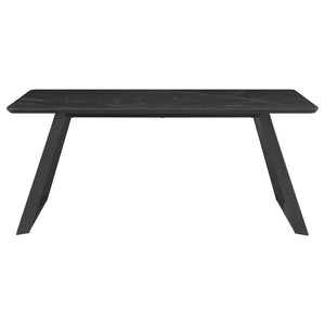 CoasterEssence Smith Rectangle Ceramic Top Dining Table Black And Gunmetal