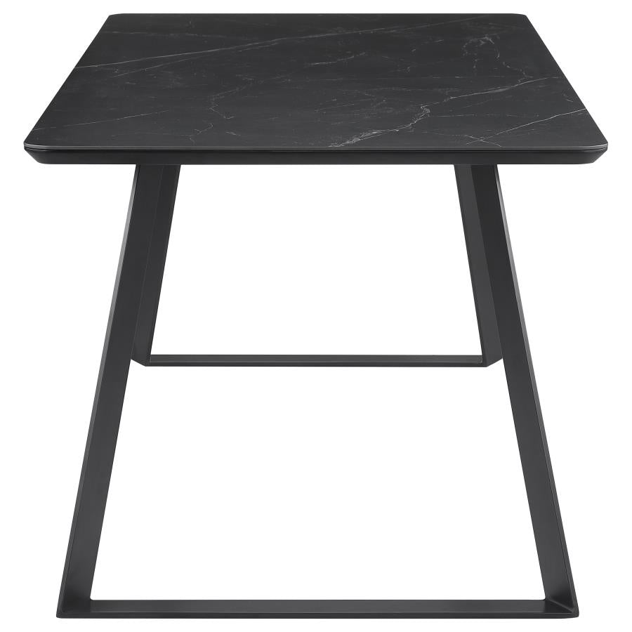 CoasterEssence Smith Rectangle Ceramic Top Dining Table Black And Gunmetal