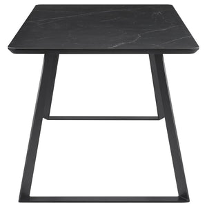 CoasterEssence Smith Rectangle Ceramic Top Dining Table Black And Gunmetal