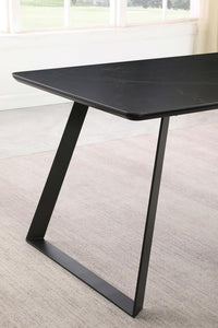 CoasterEssence Smith Rectangle Ceramic Top Dining Table Black And Gunmetal