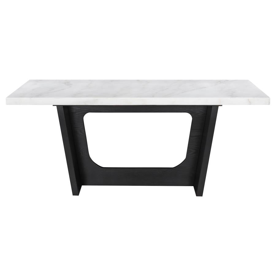 CoasterElevations Sherry Trestle Base Marble Top Dining Table Espresso And White