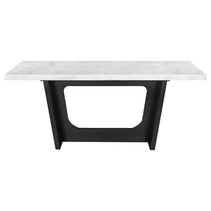 CoasterElevations Sherry Trestle Base Marble Top Dining Table Espresso And White