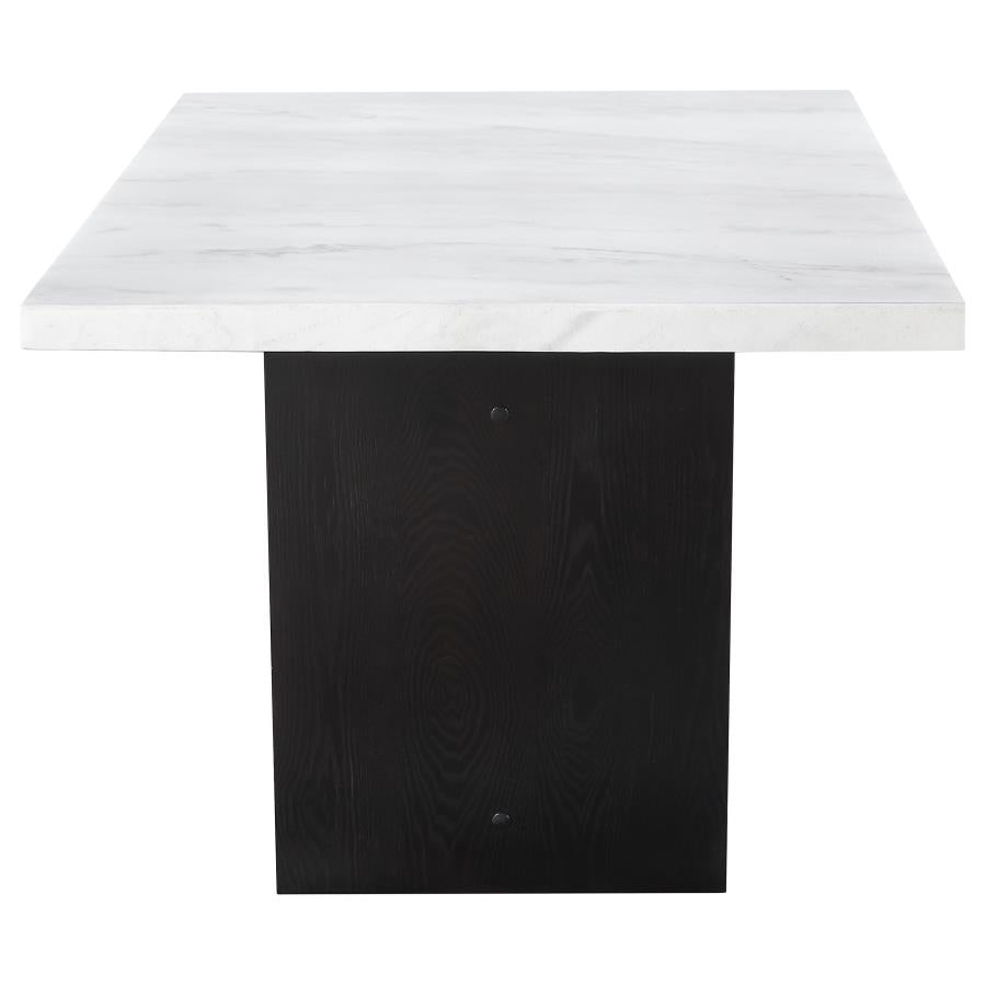 CoasterElevations Sherry Trestle Base Marble Top Dining Table Espresso And White