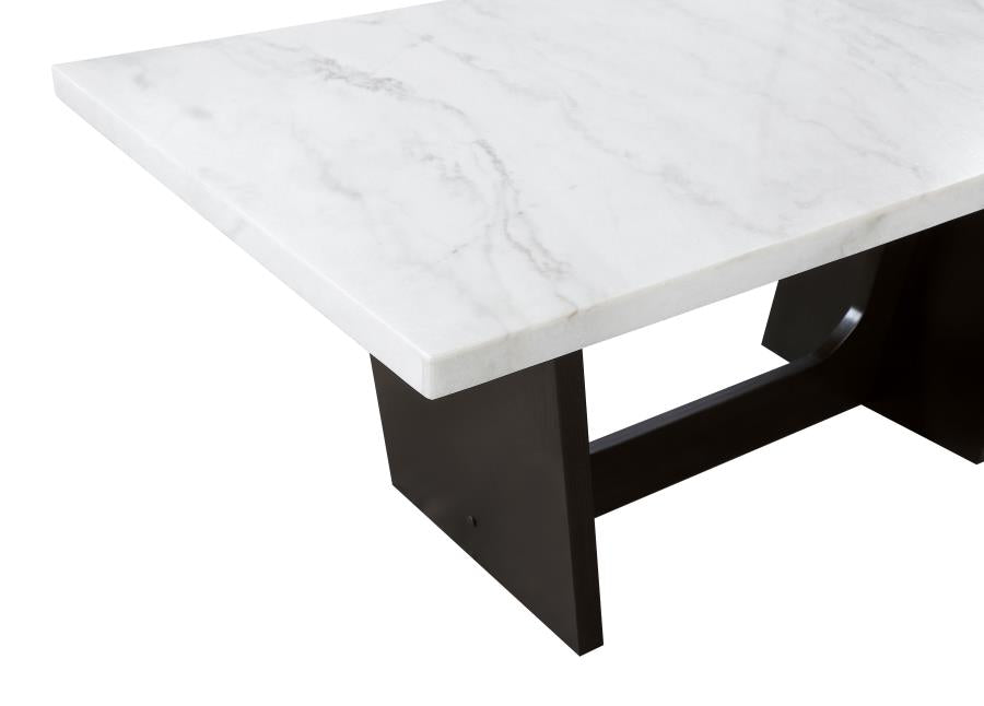 CoasterElevations Sherry Trestle Base Marble Top Dining Table Espresso And White