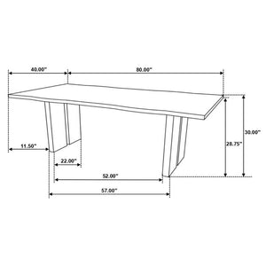 CoasterElevations Bradshaw Rectangular Live Edge Dining Table Natural Acacia And Black