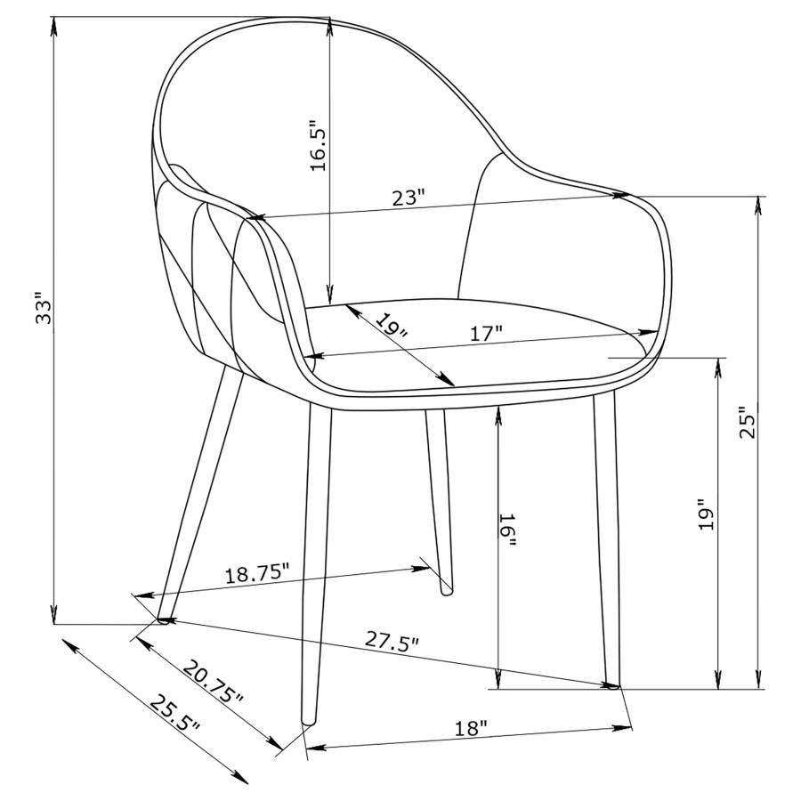 Emma Upholstered Dining Arm Chair Fog Grey And Black (Set Of 2)