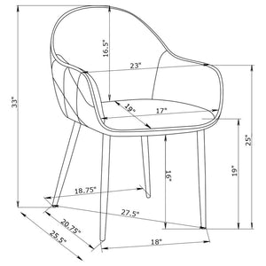 Emma Upholstered Dining Arm Chair Fog Grey And Black (Set Of 2)