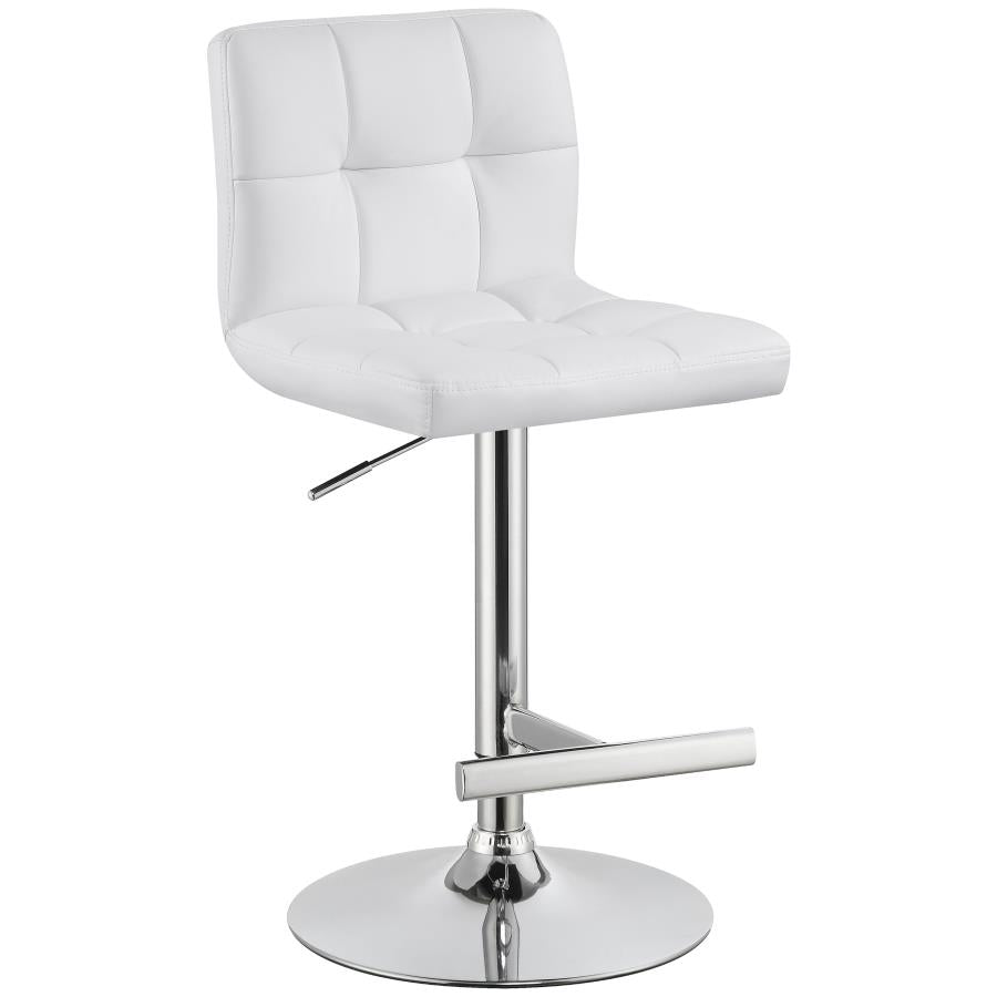 CoasterEveryday Lenny Adjustable Bar Stools Chrome And White (Set Of 2)