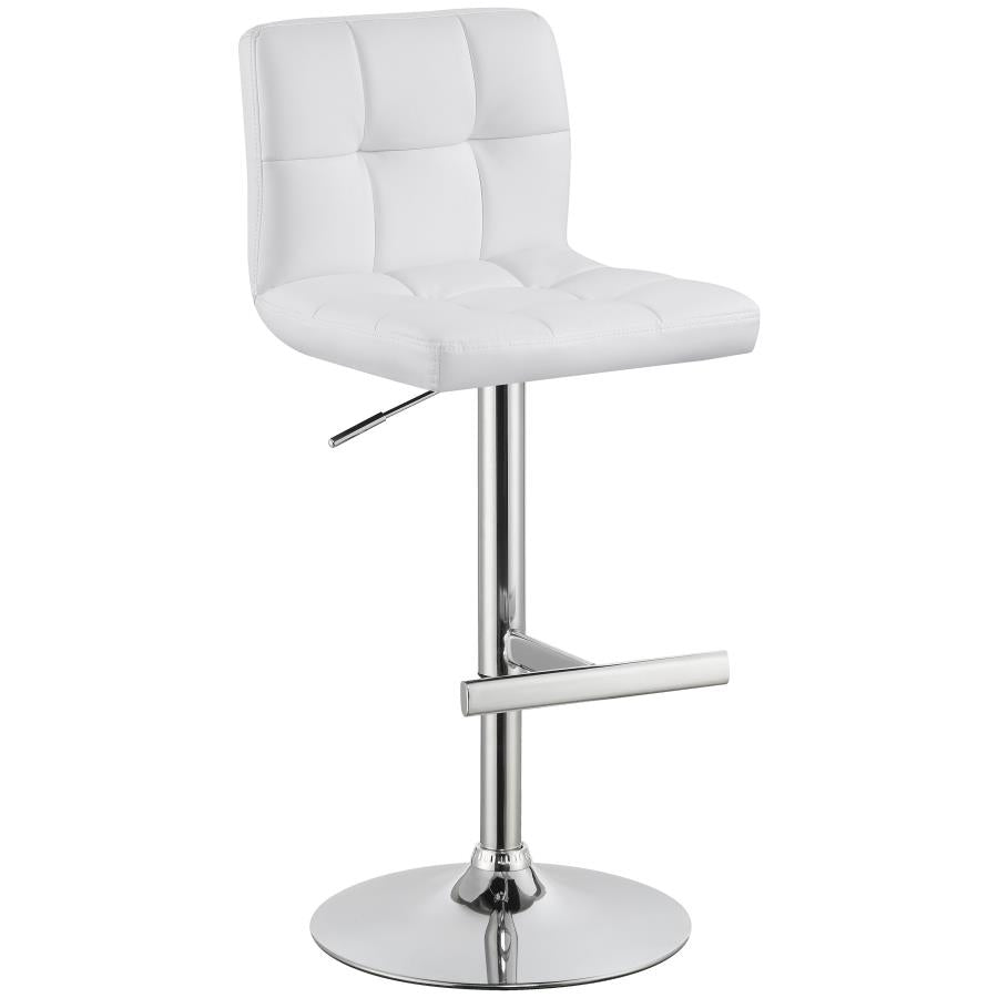 CoasterEveryday Lenny Adjustable Bar Stools Chrome And White (Set Of 2)