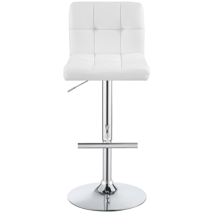 CoasterEveryday Lenny Adjustable Bar Stools Chrome And White (Set Of 2)