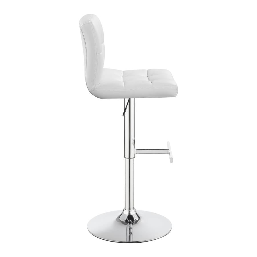 CoasterEveryday Lenny Adjustable Bar Stools Chrome And White (Set Of 2)