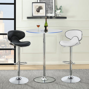 CoasterEveryday Edenton Upholstered Adjustable Height Bar Stools Black And Chrome (Set Of 2)