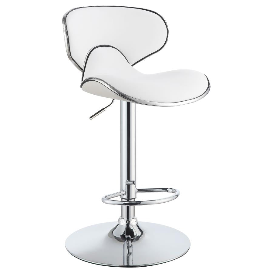 CoasterEveryday Edenton Upholstered Adjustable Height Bar Stools White And Chrome (Set Of 2)