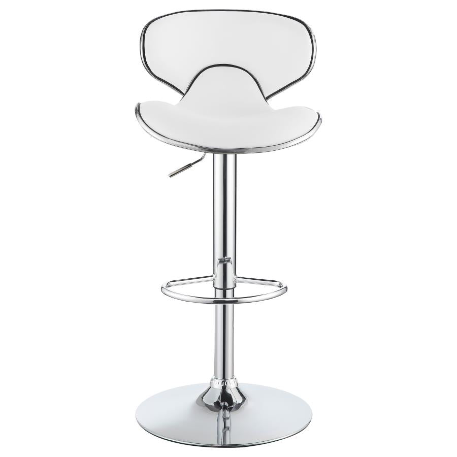 CoasterEveryday Edenton Upholstered Adjustable Height Bar Stools White And Chrome (Set Of 2)