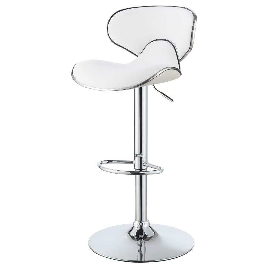 CoasterEveryday Edenton Upholstered Adjustable Height Bar Stools White And Chrome (Set Of 2)