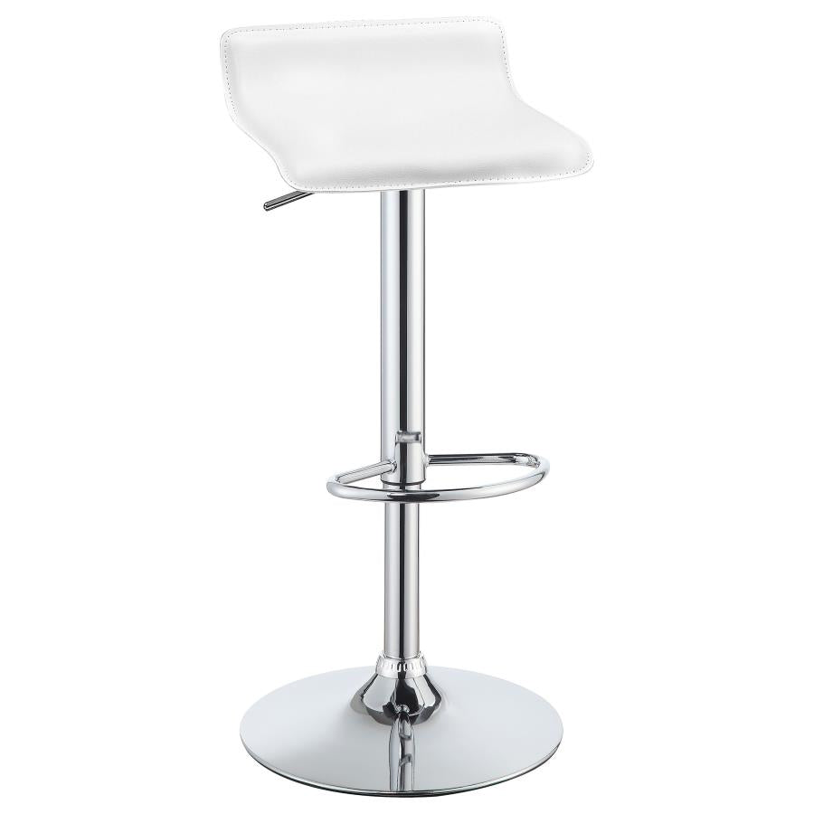 CoasterEveryday Bidwell 29″ Upholstered Backless Adjustable Bar Stools White And Chrome (Set Of 2)