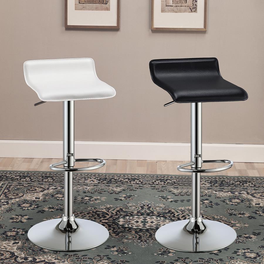 CoasterEveryday Bidwell 29″ Upholstered Backless Adjustable Bar Stools White And Chrome (Set Of 2)