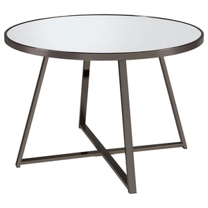 CoasterEveryday Jillian Round Dining Table With Tempered Mirror Top Black Nickel