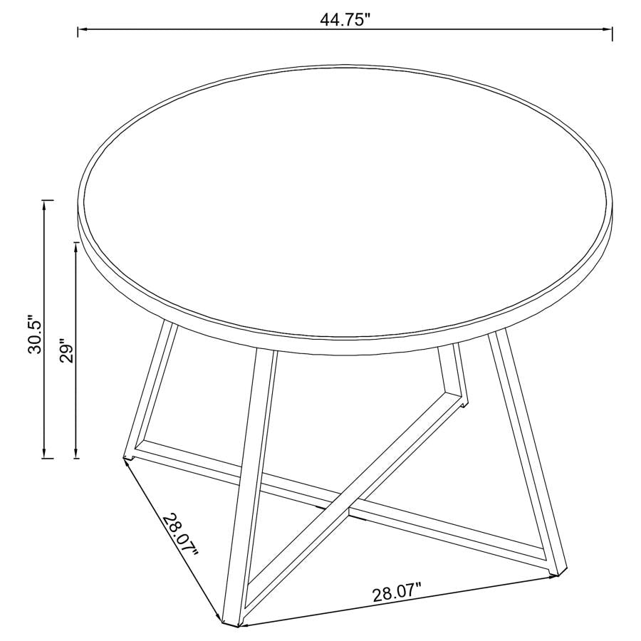 CoasterEveryday Jillian Round Dining Table With Tempered Mirror Top Black Nickel