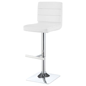 CoasterEveryday Bianca Upholstered Adjustable Bar Stools White And Chrome (Set Of 2)