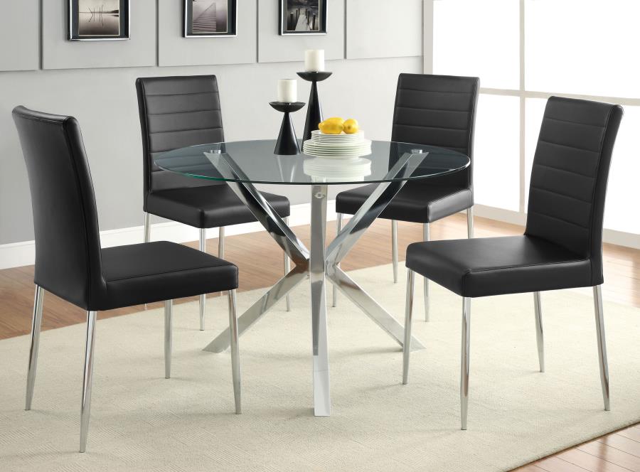 CoasterEveryday Vance Glass Top Dining Table With X-Cross Base Chrome