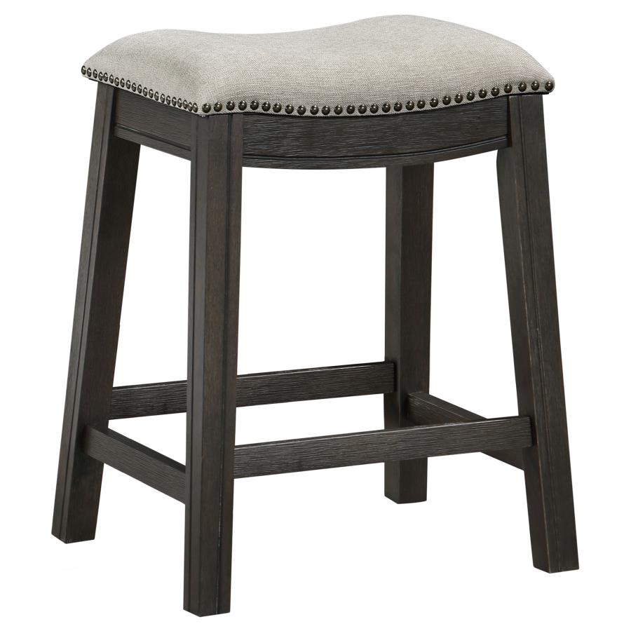 Elliston Backless Counter Height Saddle Bar Stool Dark Grey And Beige (Set Of 2)