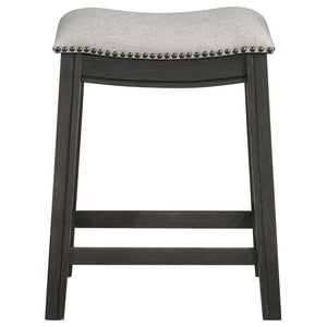 Elliston Backless Counter Height Saddle Bar Stool Dark Grey And Beige (Set Of 2)