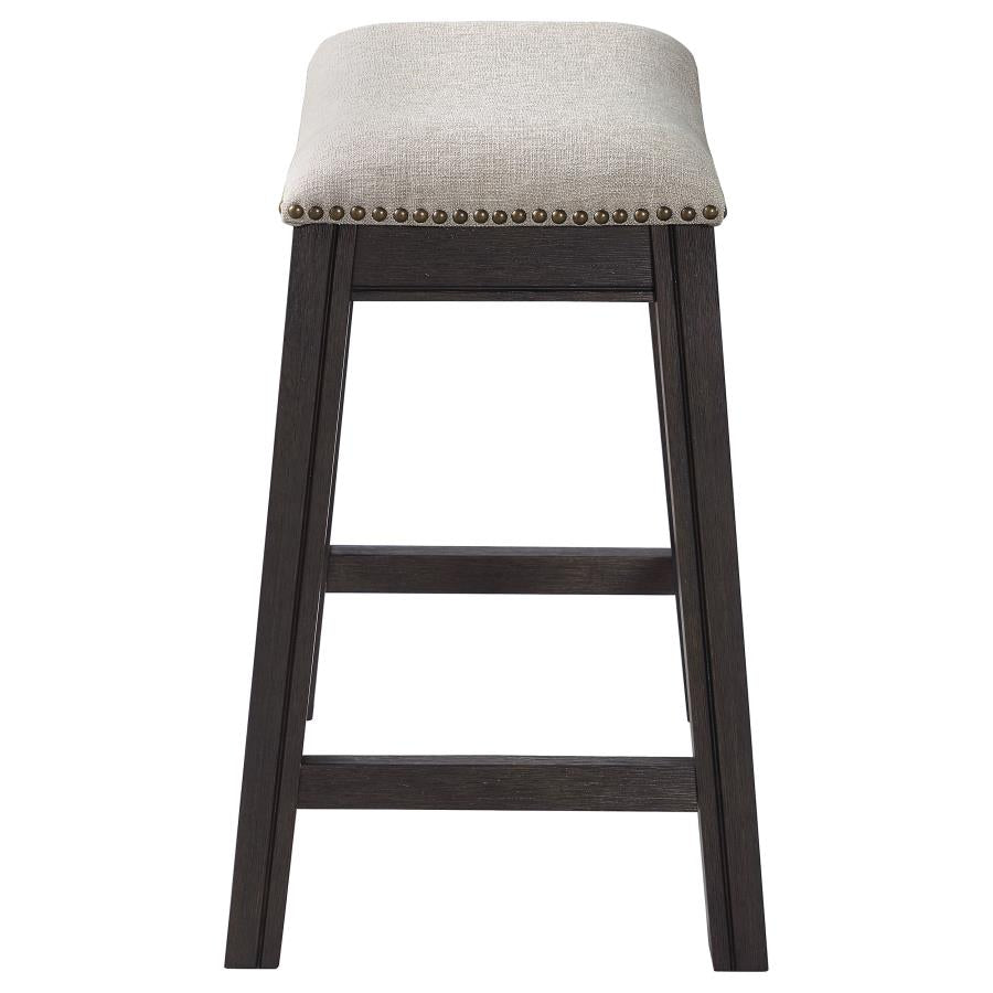 Elliston Backless Counter Height Saddle Bar Stool Dark Grey And Beige (Set Of 2)