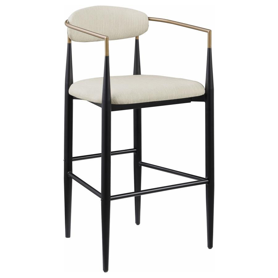 Tina Metal Pub Height Bar Stool With Upholstered Back And Seat Beige (Set Of 2)