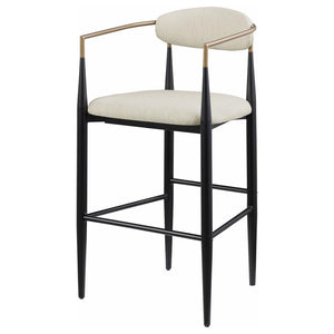 Tina Metal Pub Height Bar Stool With Upholstered Back And Seat Beige (Set Of 2)