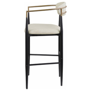 Tina Metal Pub Height Bar Stool With Upholstered Back And Seat Beige (Set Of 2)