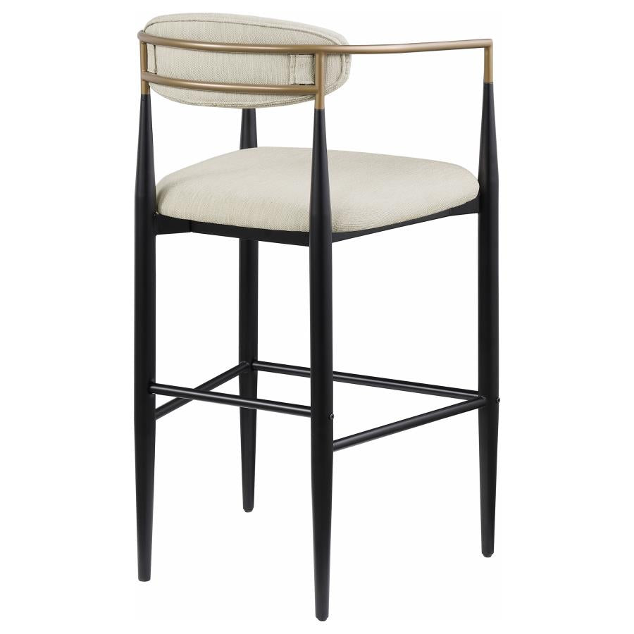 Tina Metal Pub Height Bar Stool With Upholstered Back And Seat Beige (Set Of 2)