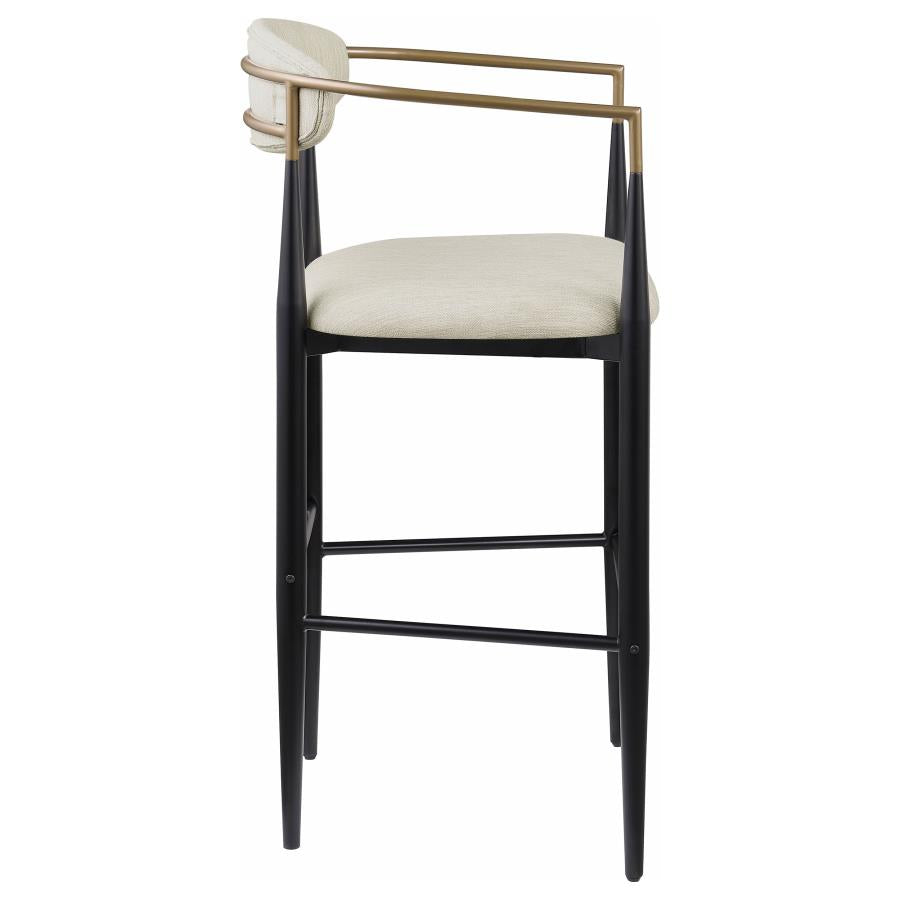 Tina Metal Pub Height Bar Stool With Upholstered Back And Seat Beige (Set Of 2)