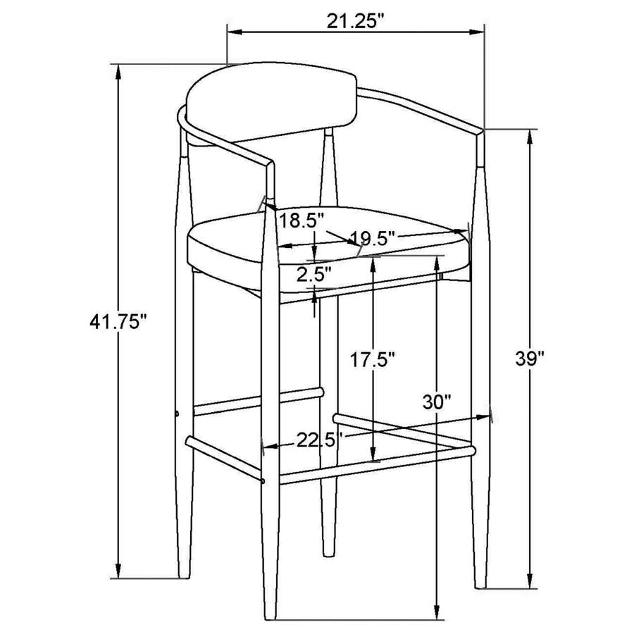 Tina Metal Pub Height Bar Stool With Upholstered Back And Seat Beige (Set Of 2)