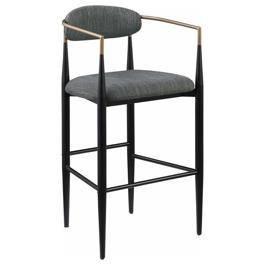 Tina Metal Pub Height Bar Stool With Upholstered Back And Seat Dark Grey (Set Of 2)