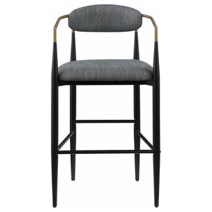 Tina Metal Pub Height Bar Stool With Upholstered Back And Seat Dark Grey (Set Of 2)