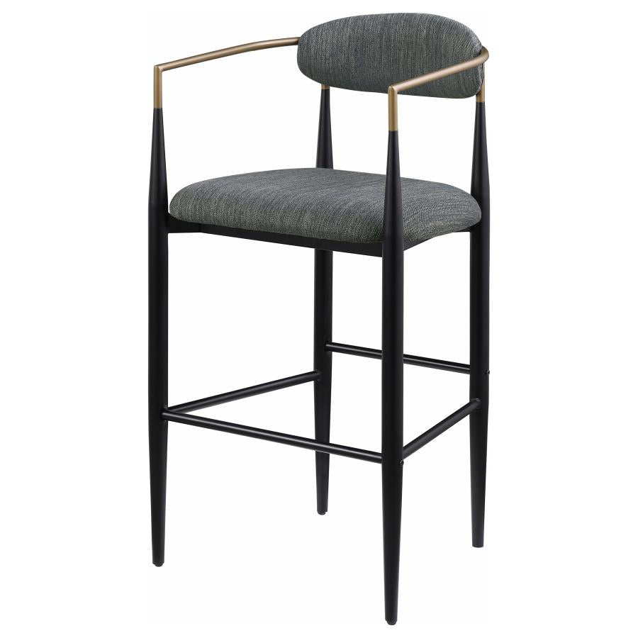 Tina Metal Pub Height Bar Stool With Upholstered Back And Seat Dark Grey (Set Of 2)