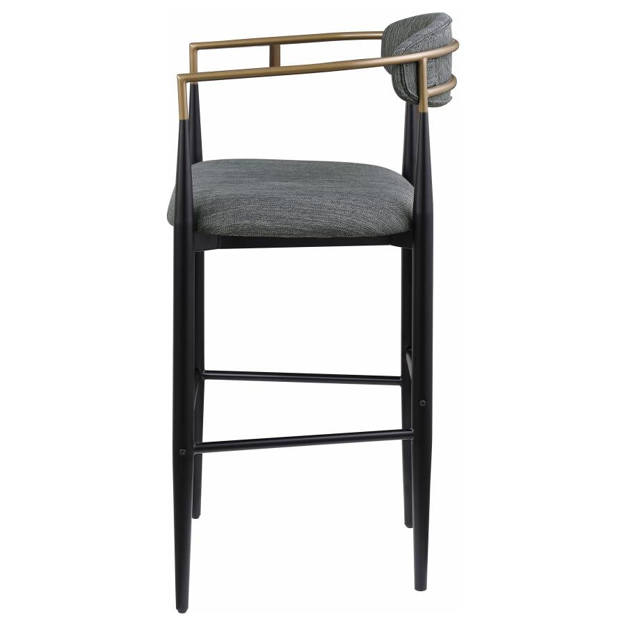 Tina Metal Pub Height Bar Stool With Upholstered Back And Seat Dark Grey (Set Of 2)