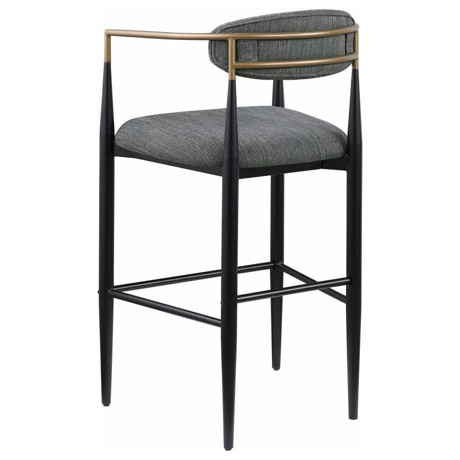 Tina Metal Pub Height Bar Stool With Upholstered Back And Seat Dark Grey (Set Of 2)