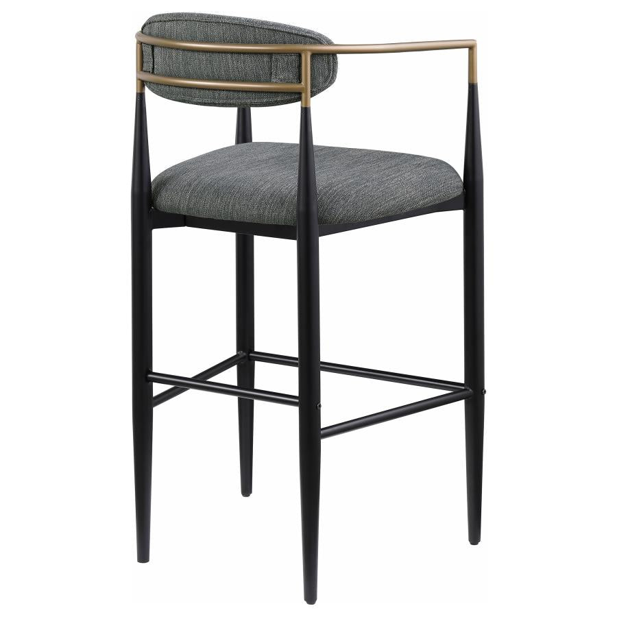 Tina Metal Pub Height Bar Stool With Upholstered Back And Seat Dark Grey (Set Of 2)