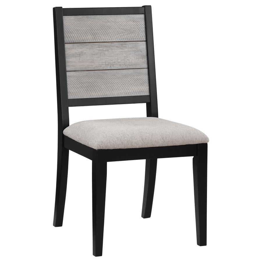 Elodie Upholstered Padded Seat Dining Side Chair Dove Grey And Black (Set Of 2)