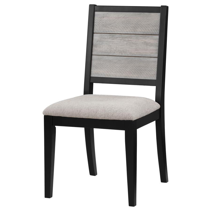 Elodie Upholstered Padded Seat Dining Side Chair Dove Grey And Black (Set Of 2)