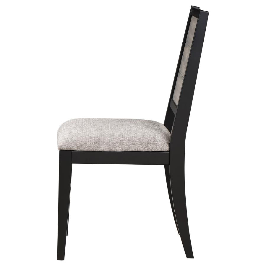 Elodie Upholstered Padded Seat Dining Side Chair Dove Grey And Black (Set Of 2)