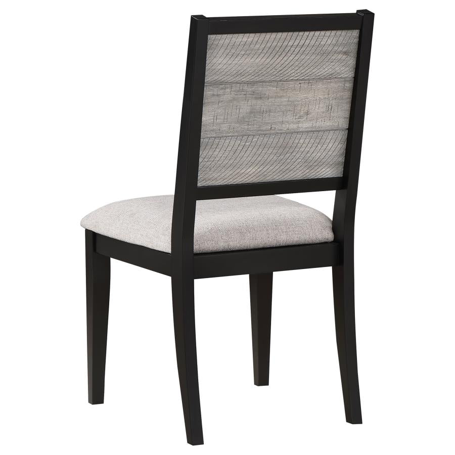 Elodie Upholstered Padded Seat Dining Side Chair Dove Grey And Black (Set Of 2)