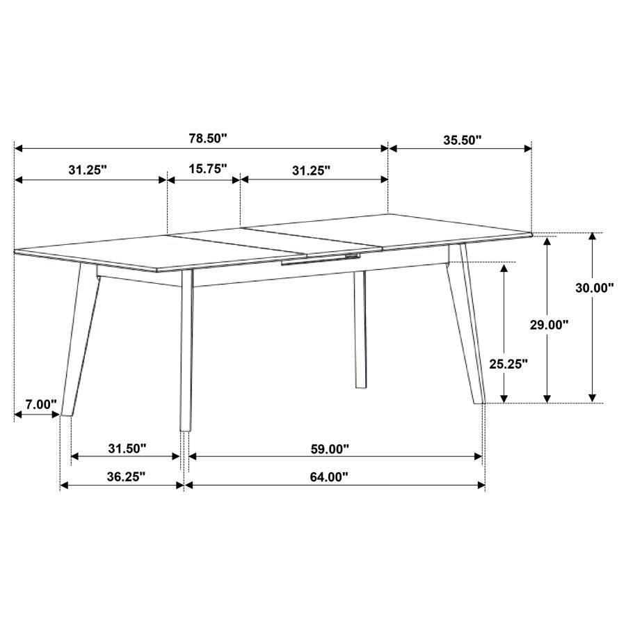 CoasterEssence Crestmont Rectangular Dining Table With Faux Marble Top And 16″ Self-Storing Extension Leaf Grey