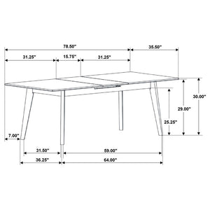 CoasterEssence Crestmont Rectangular Dining Table With Faux Marble Top And 16″ Self-Storing Extension Leaf Grey