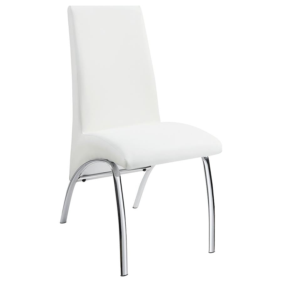 CoasterEssence Bishop Upholstered Side Chairs White And Chrome (Set Of 2)