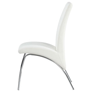 CoasterEssence Bishop Upholstered Side Chairs White And Chrome (Set Of 2)