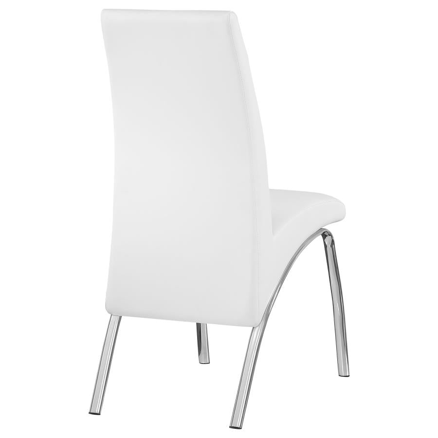 CoasterEssence Bishop Upholstered Side Chairs White And Chrome (Set Of 2)