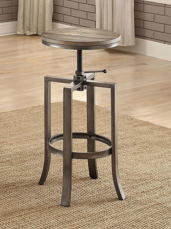 CoasterEssence Bartlett Adjustable Height Swivel Bar Stools Brushed Nutmeg And Slate Grey (Set Of 2)